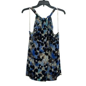 Tommy Bahama Floral Silk Halter Top Size Large Tropical Resortwear Twist Neck